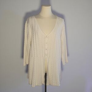 Croft & Barrow - 2X Soft White Button-Front Cardigan